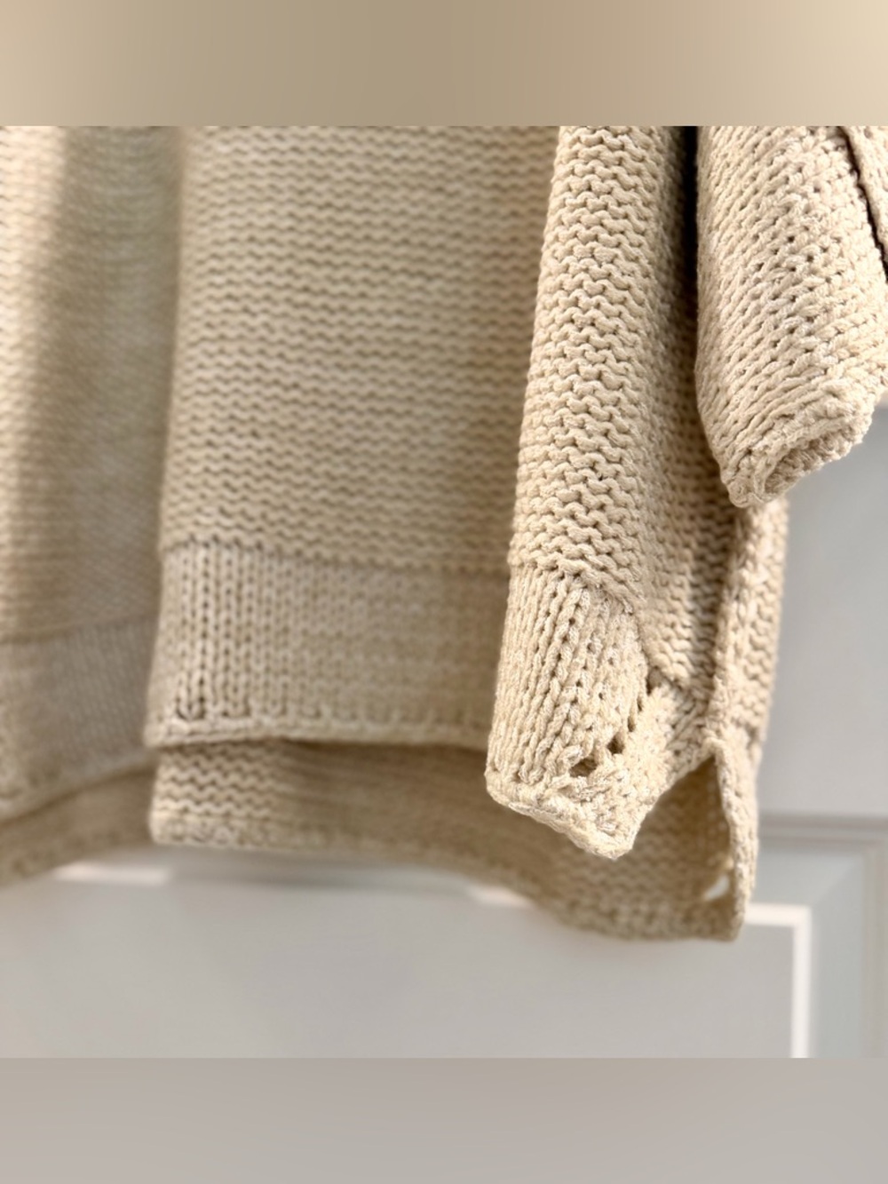 NWT-Three Bird Nest, Beige Oversized quarter sleeve Knit Sweater - Picture 4 of 7